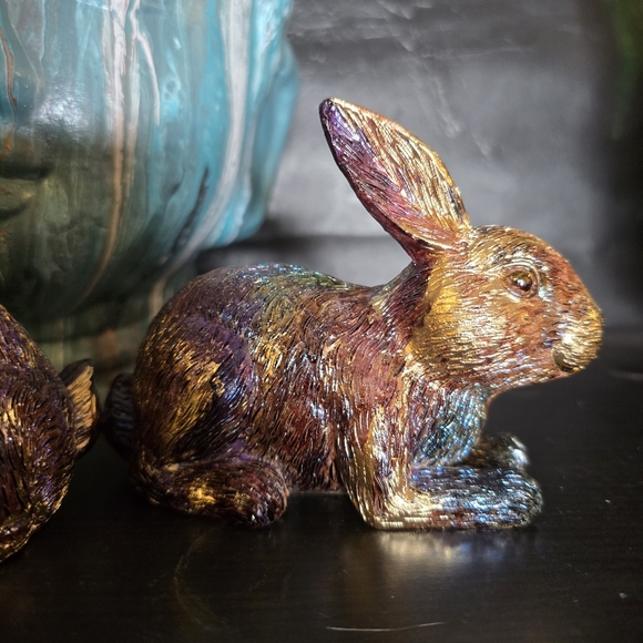 4 HANDCRAFTED Upcycled Bunny Rabbits HANDPAINTED Easter Bunny Home Art Decor - Picture 9 of 17